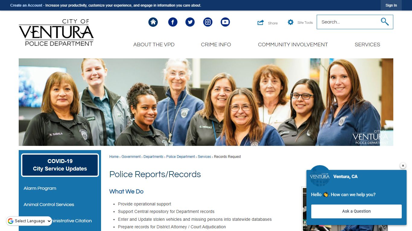 Police Reports/Records | Ventura, CA - California